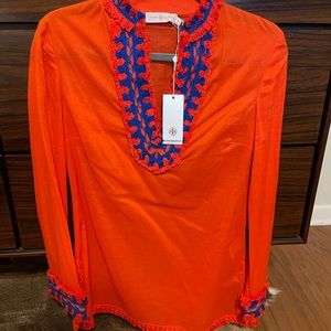 NWT! Iconic Tory Burch tunic! Blue and orange